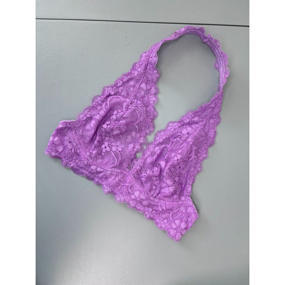 Intimately Free People women's XS purple lace halter bralette unlined wireless